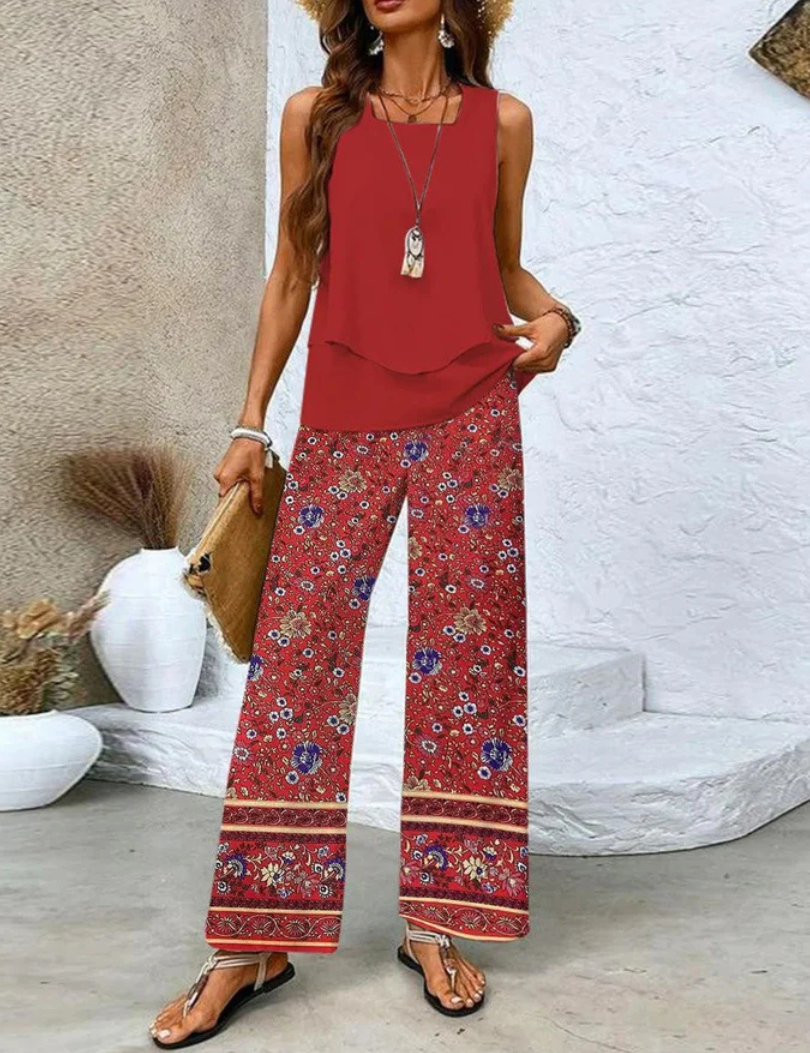 Ovelynra™ | Ensemble débardeur sans manches et pantalon large