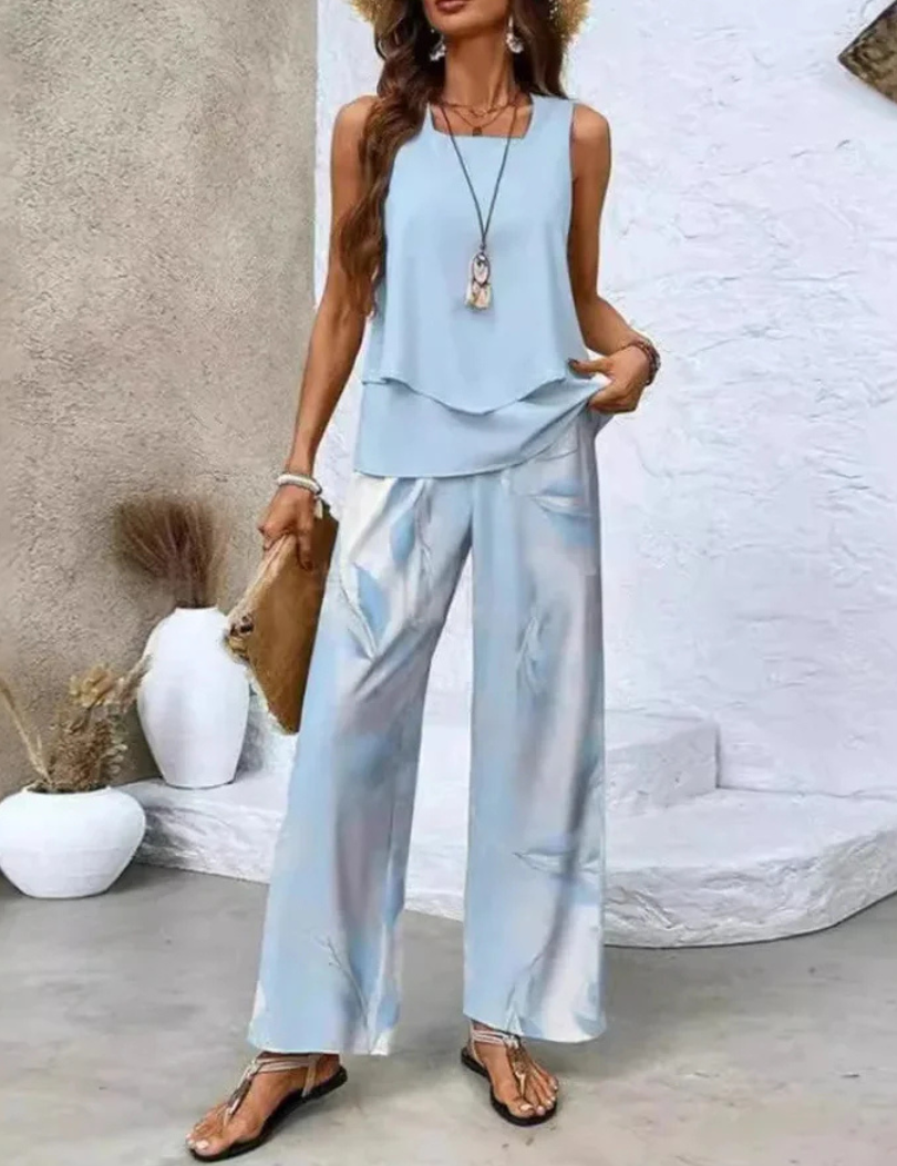 Ovelynra™ | Ensemble débardeur sans manches et pantalon large