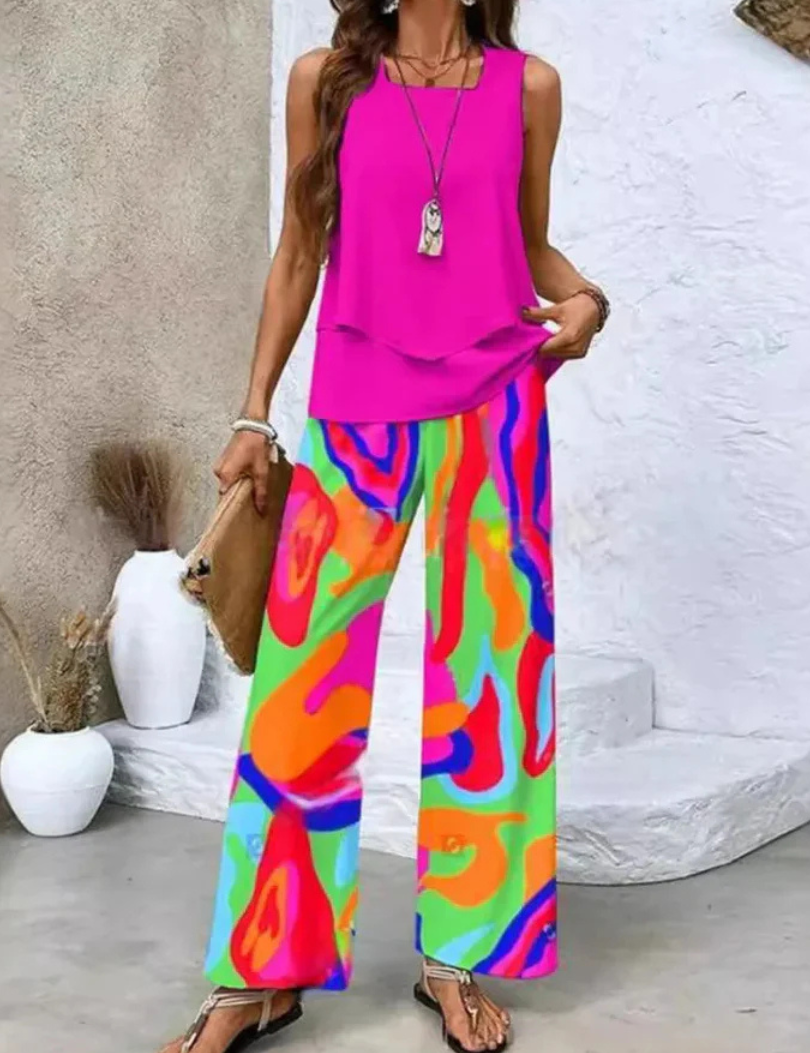 Ovelynra™ | Ensemble débardeur sans manches et pantalon large