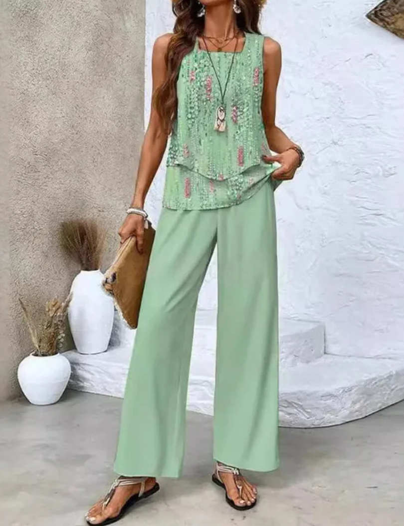 Ovelynra™ | Ensemble débardeur sans manches et pantalon large
