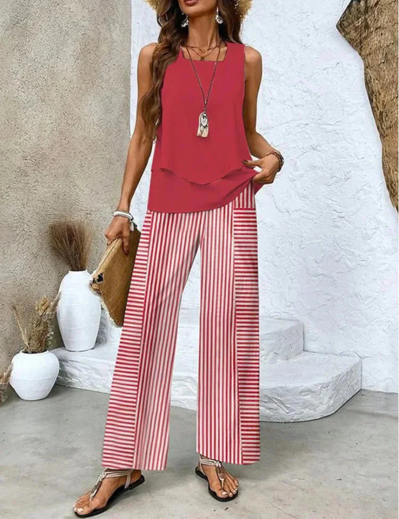 Ovelynra™ | Ensemble débardeur sans manches et pantalon large