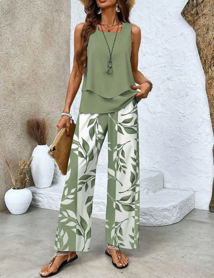 Ovelynra™ | Ensemble débardeur sans manches et pantalon large