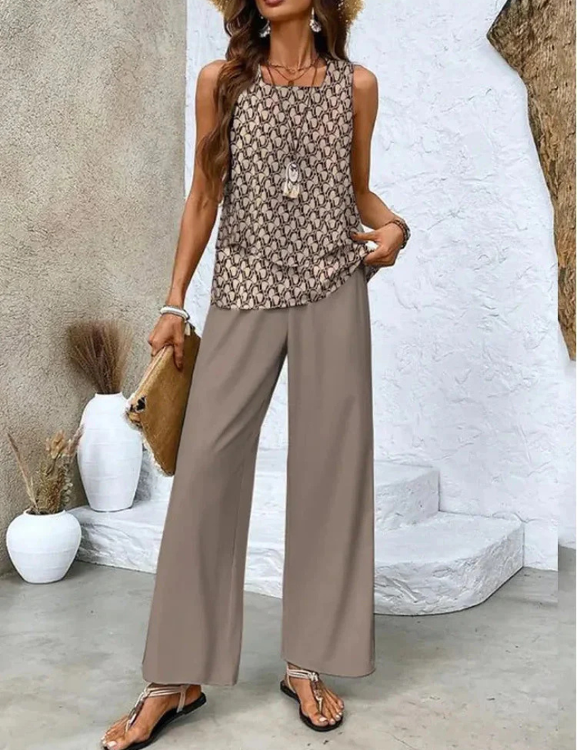 Ovelynra™ | Ensemble débardeur sans manches et pantalon large