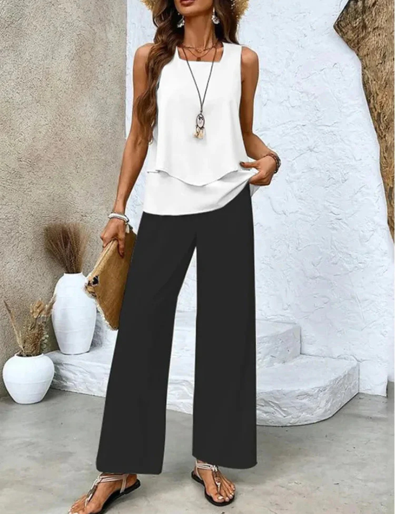 Ovelynra™ | Ensemble débardeur sans manches et pantalon large