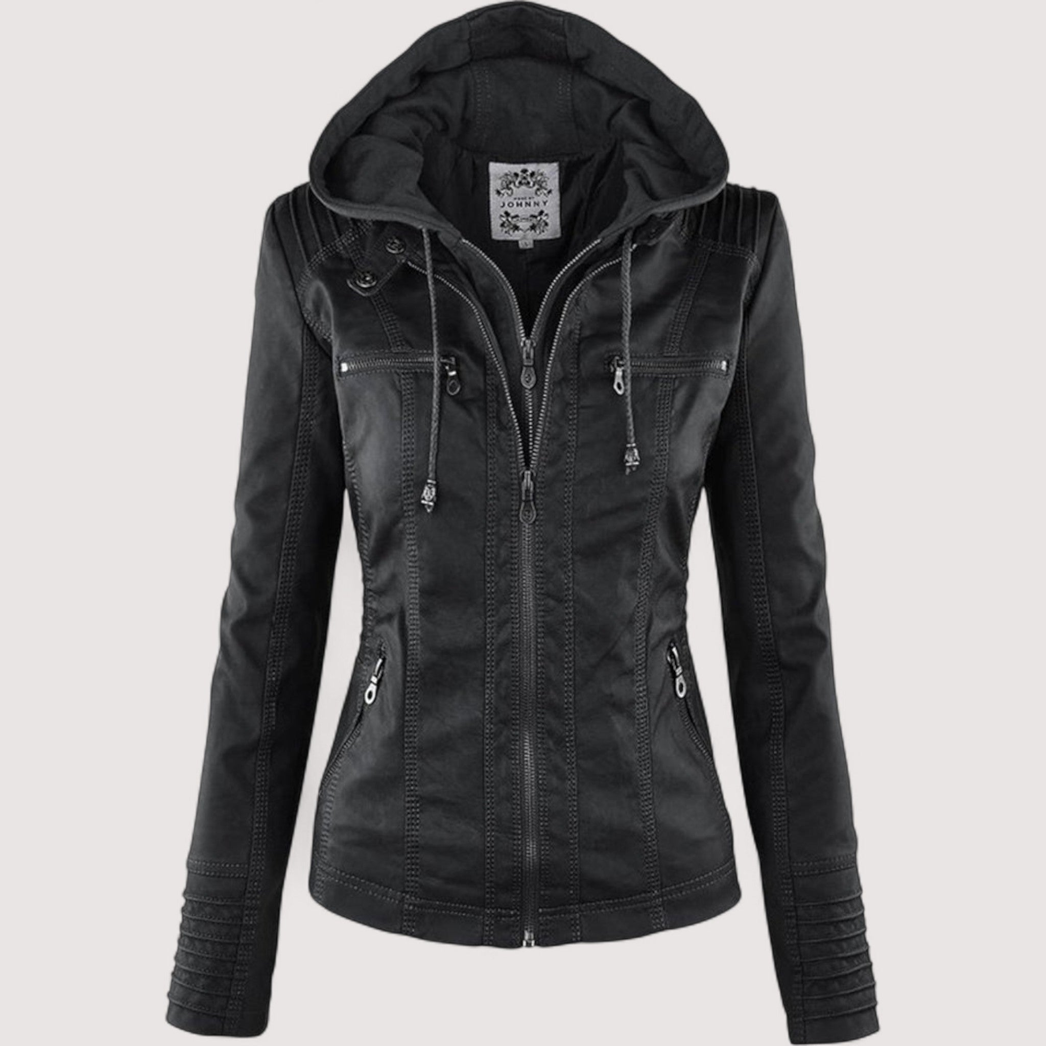 Laurina™ | Veste de biker ajustée avec capuche