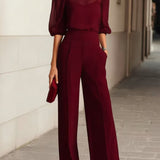 Elodie | Ensemble de trois pièces avec top et pantalon à jambes larges