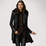 Valentina™ | Manteau long en cuir 3/4 élégant
