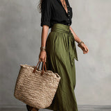 Vera | Ensemble robe midi en satin avec blouse assortie
