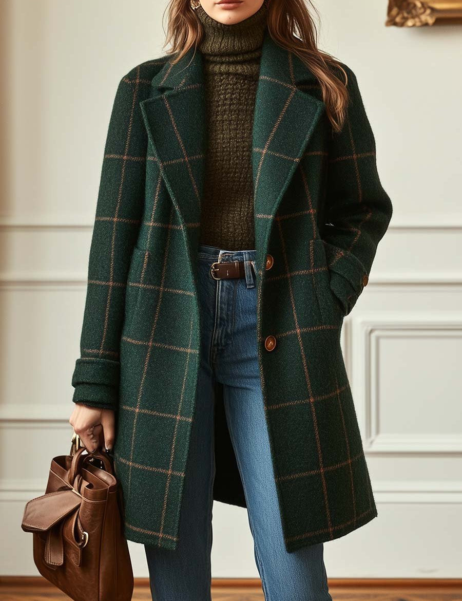Florencia™ | Manteau en Tweed à Carreaux Rétro