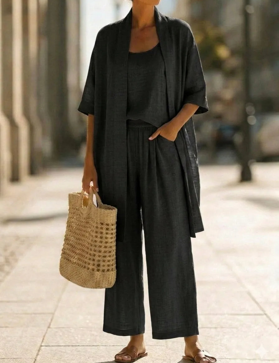 Ensemble minimaliste en lin et coton 3 pièces