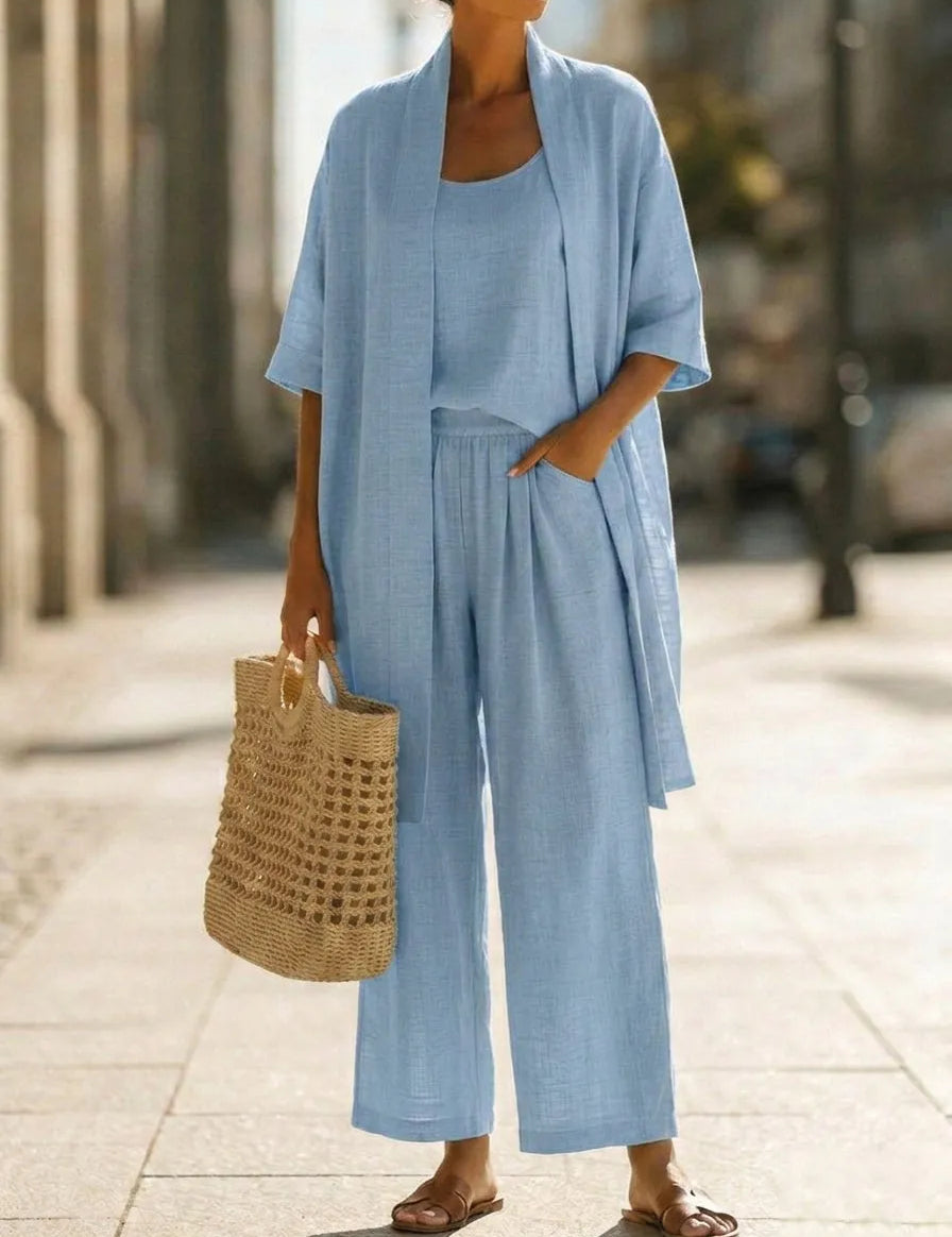 Ensemble minimaliste en lin et coton 3 pièces